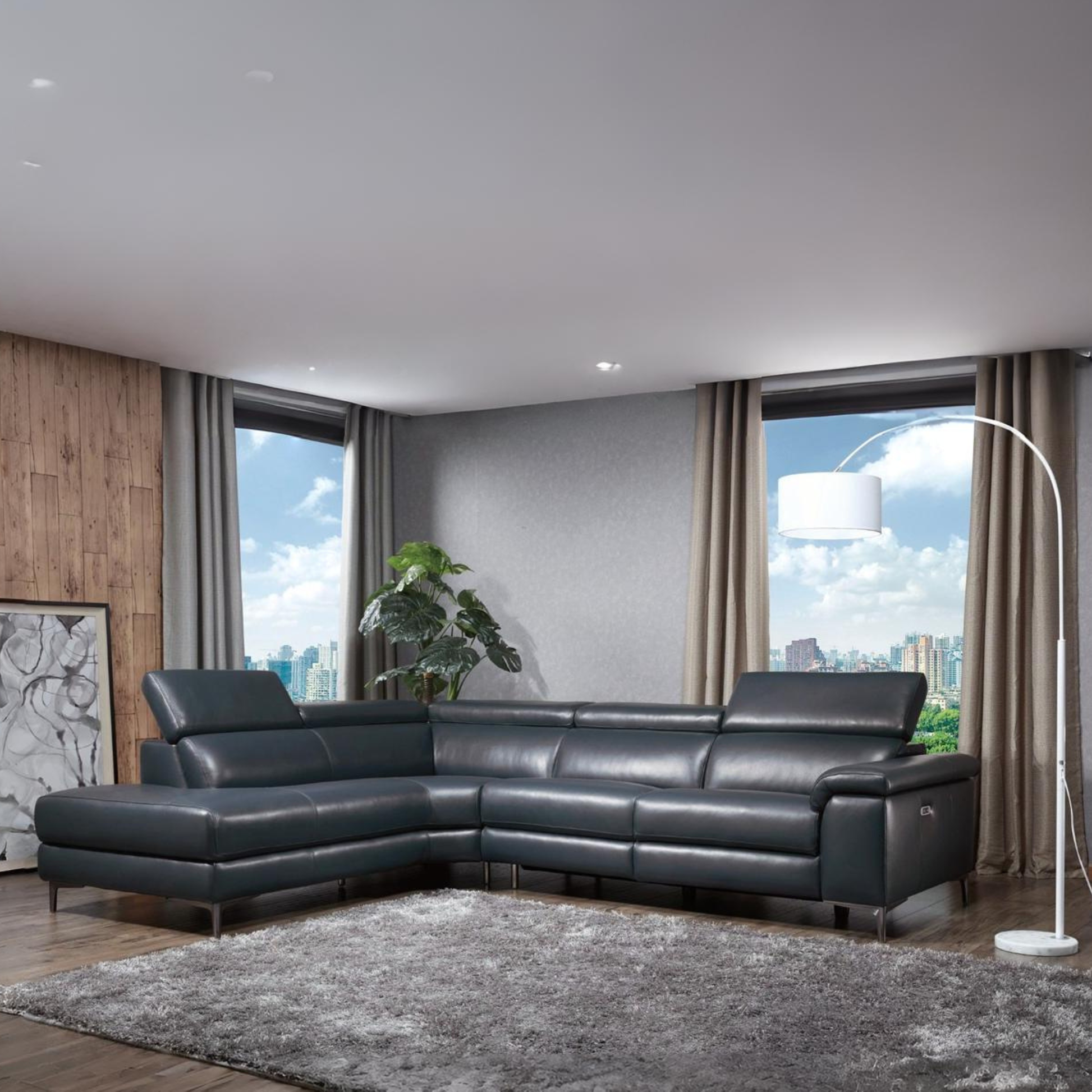 Gio Italia Armano L Shape Leather Power Reclining Sectional-ComfortDesign