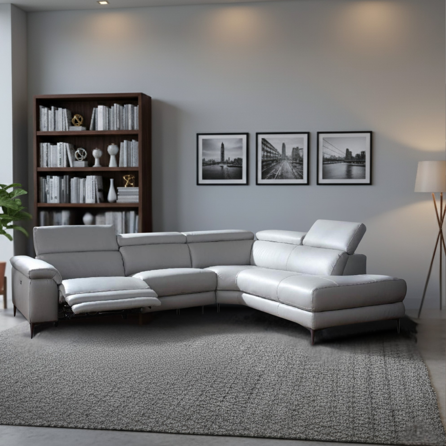 Gio Italia Armano Leather Power Reclining Sectional in Black-ComfortDesign