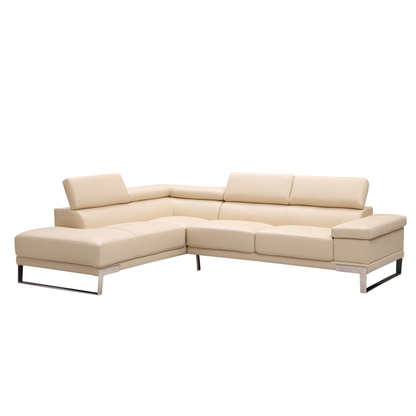 Gio Italia Brixton Leather Sectional Sofa With Chaise