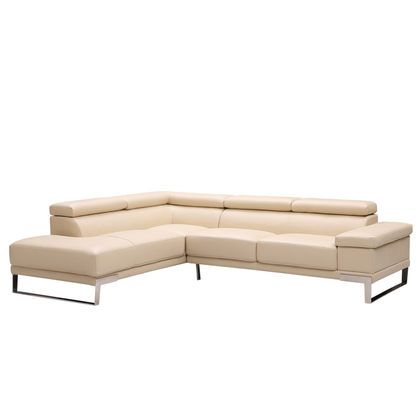 Gio Italia Brixton Leather Sectional Sofa With Chaise