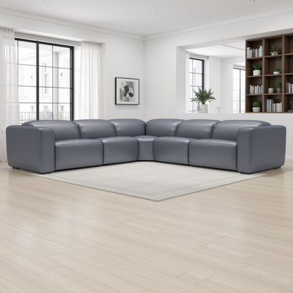 Gio Italia Ferrano Leather Sectional With Storage Console