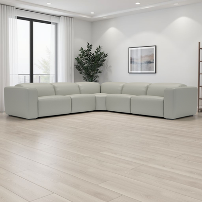 Gio Italia Ferrano Leather Sectional With Storage Console