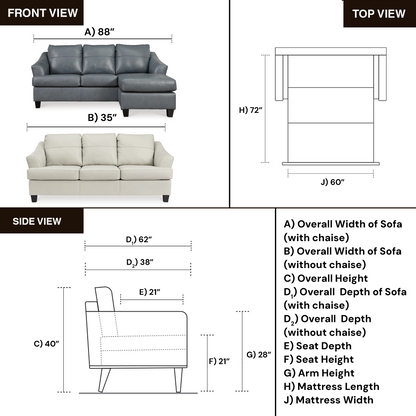 Gio Italia Geneva 3-Seater Queen Leather Sleeper Sofa