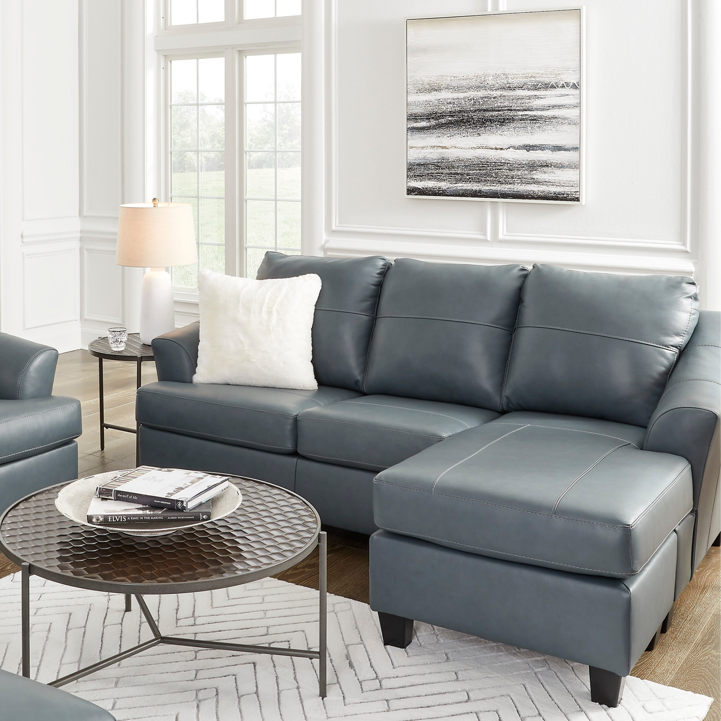 Gio Italia Geneva Leather Sectional Sofa with Chaise-Comfortdesignfurniture