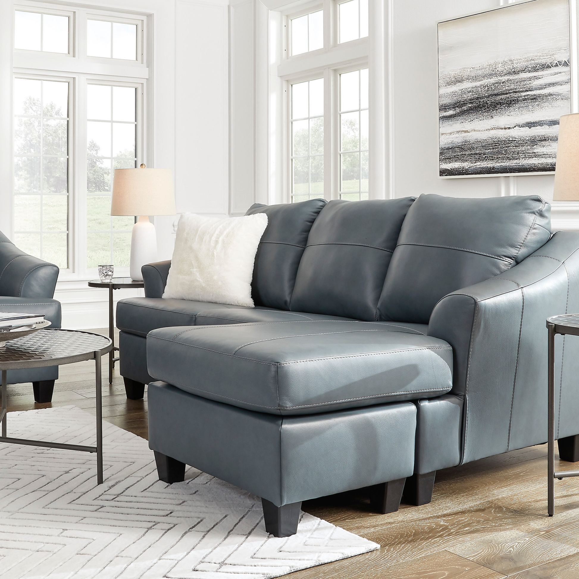 Gio Italia Geneva Leather Sectional Sofa with Chaise-Comfortdesignfurniture