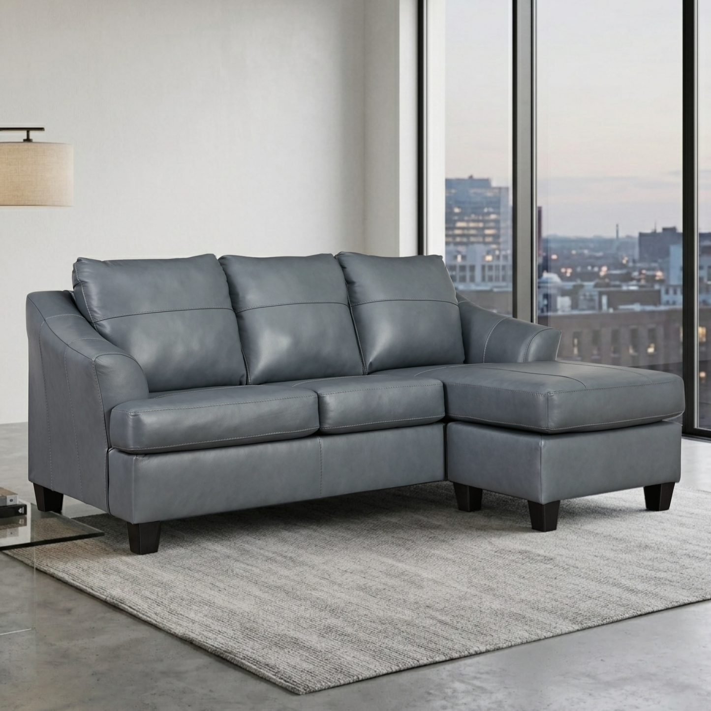 Gio Italia Geneva Leather Sectional Sofa with Chaise-Comfortdesignfurniture