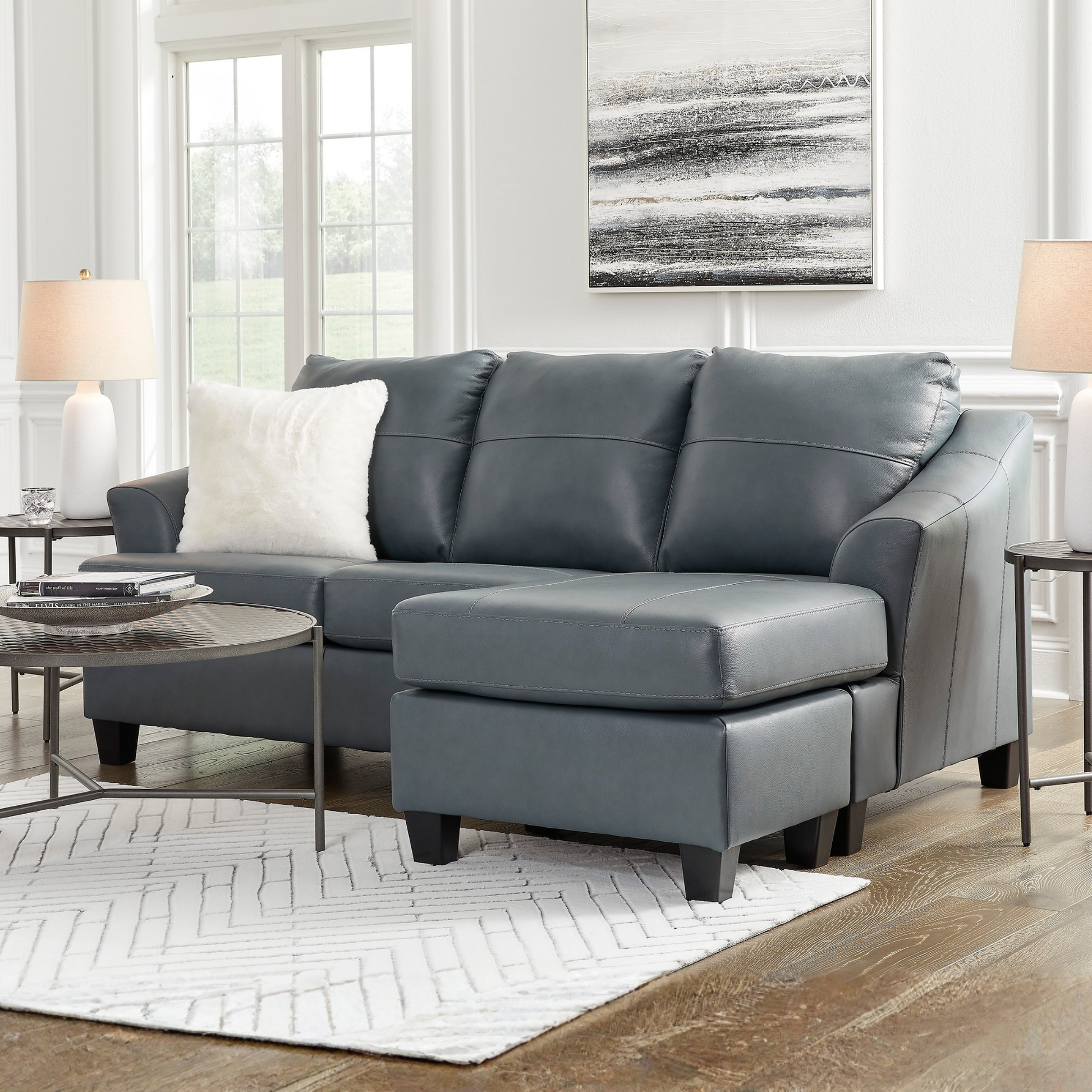 Gio Italia Geneva Leather Sectional Sofa with Chaise-Comfortdesignfurniture