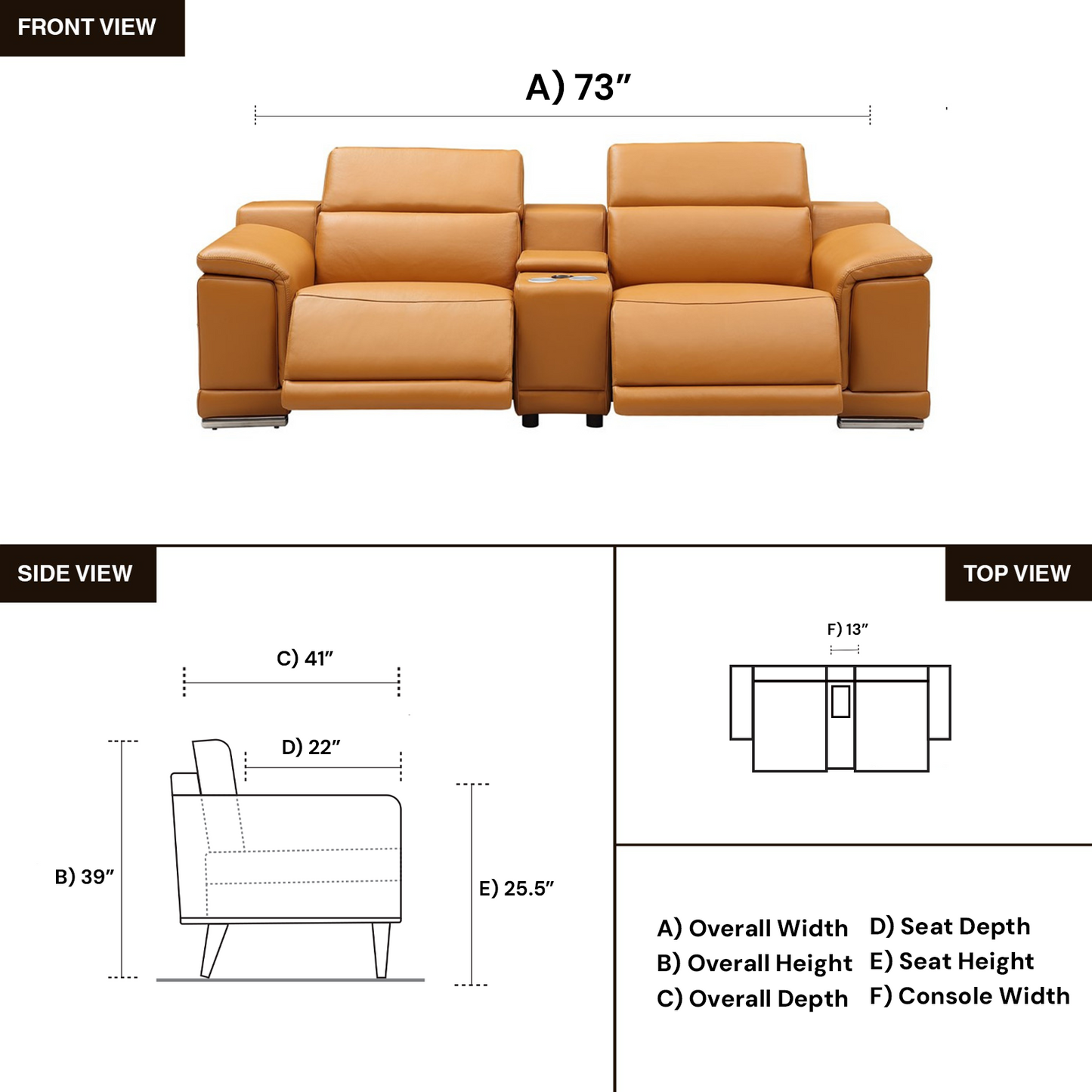 Gio Italia Haviano Leather Power Recliner Loveseat