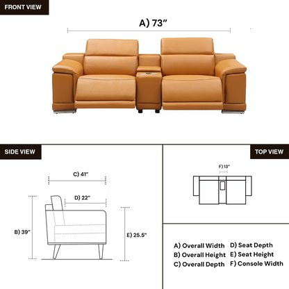 Gio Italia Haviano Leather Power Recliner Loveseat