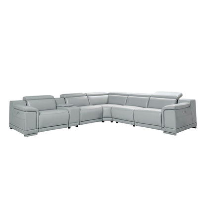 Gio Italia Haviano Leather Recliner Sectional Sofa with Console