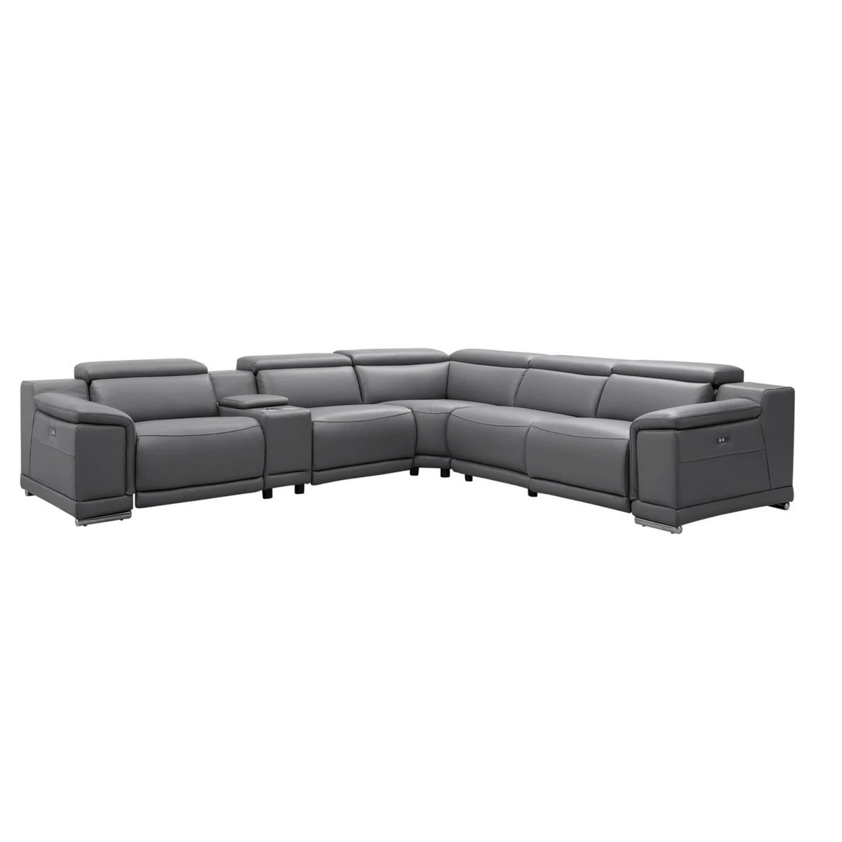 Gio Italia Haviano Leather Recliner Sectional Sofa with Console-Comfortdesignfurniture
