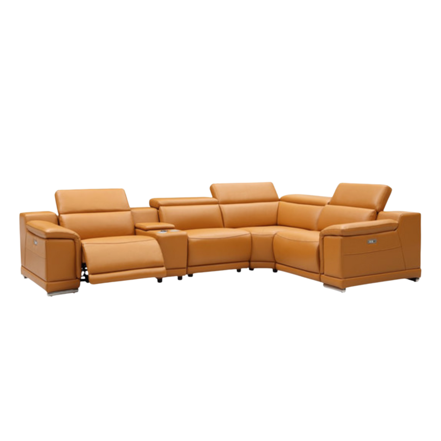Gio Italia Haviano Leather Recliner Sectional Sofa with Console-ComfortDesign