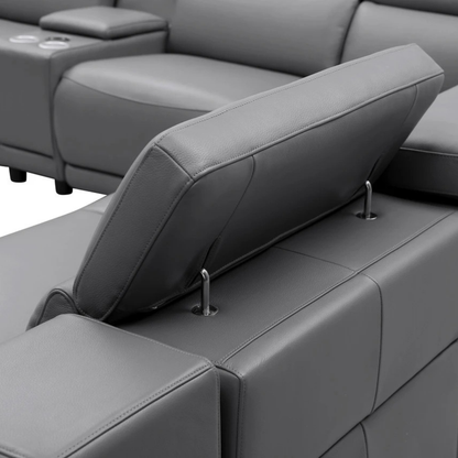 Gio Italia Haviano Leather Recliner Sectional Sofa with Console-Comfortdesignfurniture
