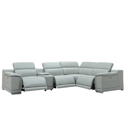 Gio Italia Haviano Leather Recliner Sectional Sofa with Console