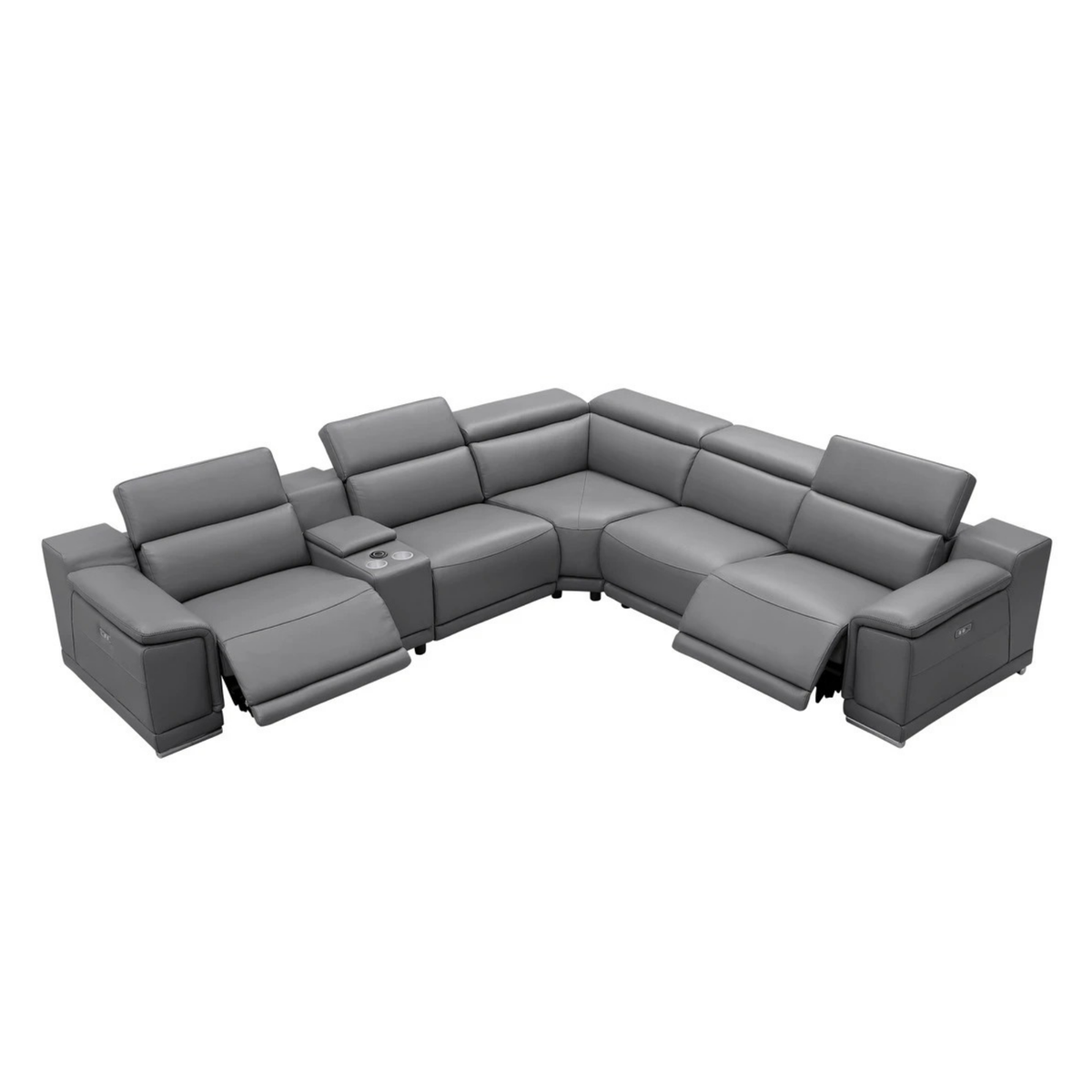 Gio Italia Haviano Leather Recliner Sectional Sofa with Console-Comfortdesignfurniture