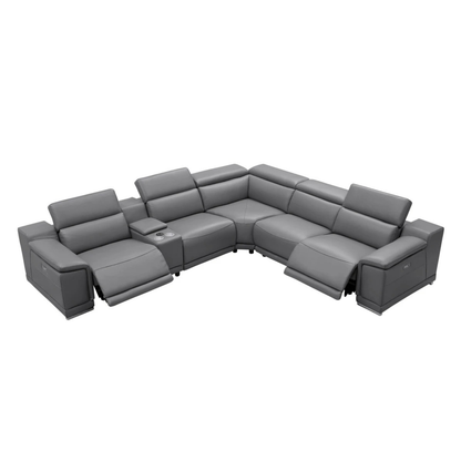 Gio Italia Haviano Leather Recliner Sectional Sofa with Console-Comfortdesignfurniture