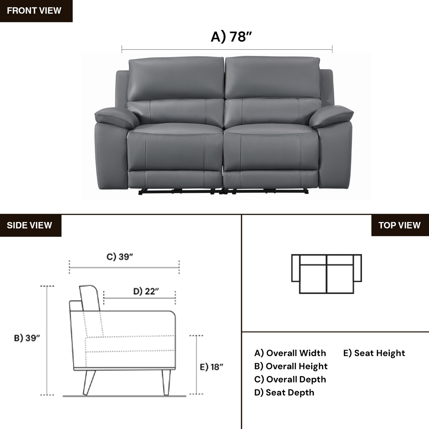Gio Italia Hestino Leather Power Recliner Loveseat
