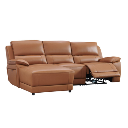 Gio Italia Hestino Leather Power Recliner Sectional with Chaise & Console-ComfortDesign