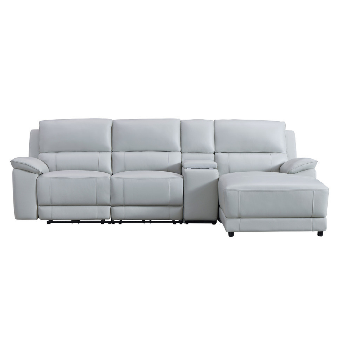 Gio Italia Hestino Leather Power Recliner Sectional with Chaise & Console-ComfortDesign