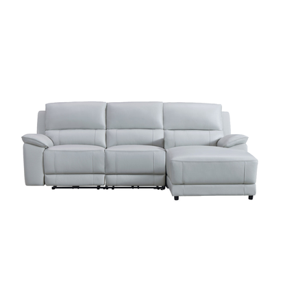 Gio Italia Hestino Leather Power Recliner Sectional with Chaise & Console
