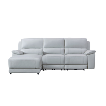 Gio Italia Hestino Leather Power Recliner Sectional with Chaise & Console
