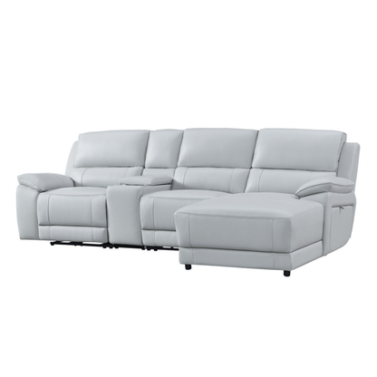 Gio Italia Hestino Leather Power Recliner Sectional with Chaise & Console-ComfortDesign
