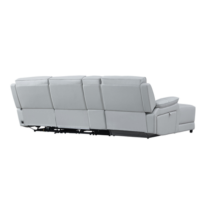 Gio Italia Hestino Leather Power Recliner Sectional with Chaise & Console-ComfortDesign