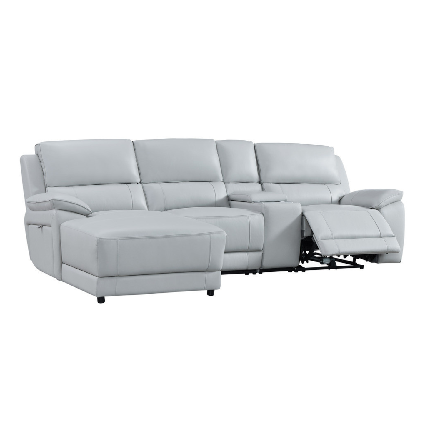 Gio Italia Hestino Leather Power Recliner Sectional with Chaise & Console-ComfortDesign
