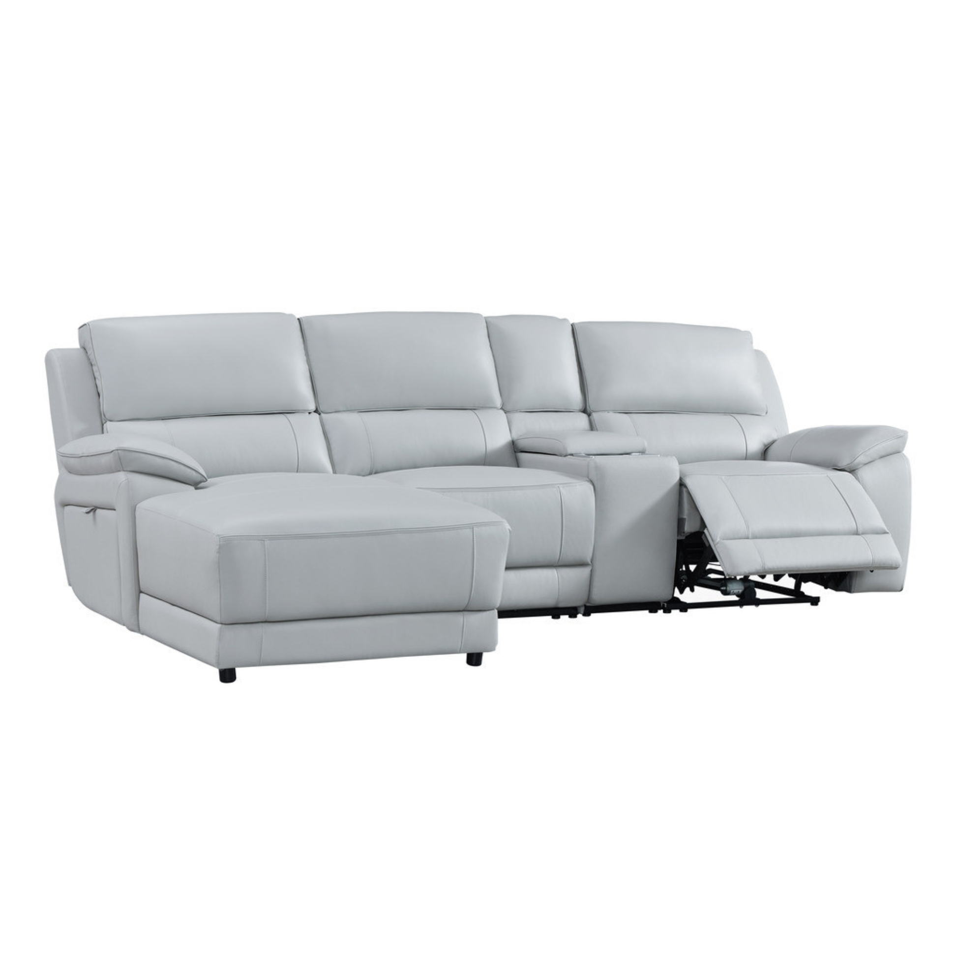 Gio Italia Hestino Leather Power Recliner Sectional with Chaise & Console-ComfortDesign
