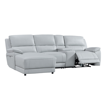 Gio Italia Hestino Leather Power Recliner Sectional with Chaise & Console-ComfortDesign