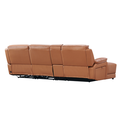 Gio Italia Hestino Leather Power Recliner Sectional with Chaise & Console-ComfortDesign