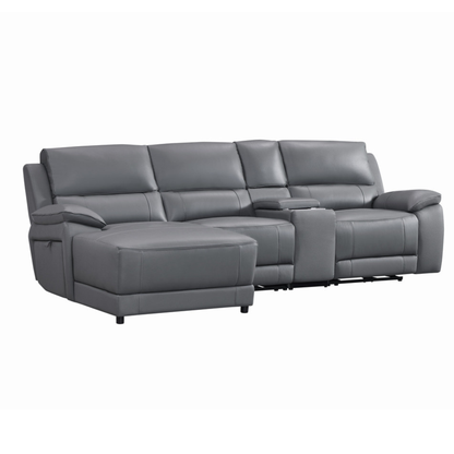 Gio Italia Hestino Leather Power Recliner Sectional with Chaise & Console-ComfortDesign