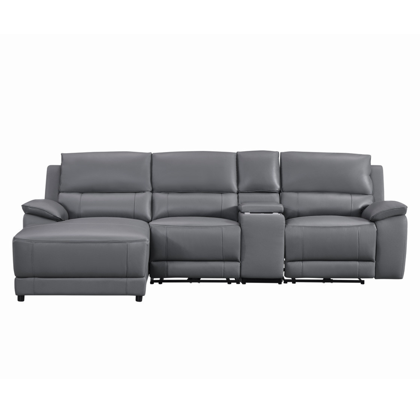 Gio Italia Hestino Leather Power Recliner Sectional with Chaise & Console-ComfortDesign