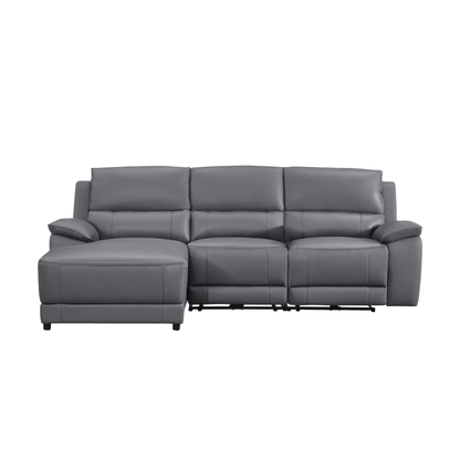 Gio Italia Hestino Leather Power Recliner Sectional with Chaise & Console