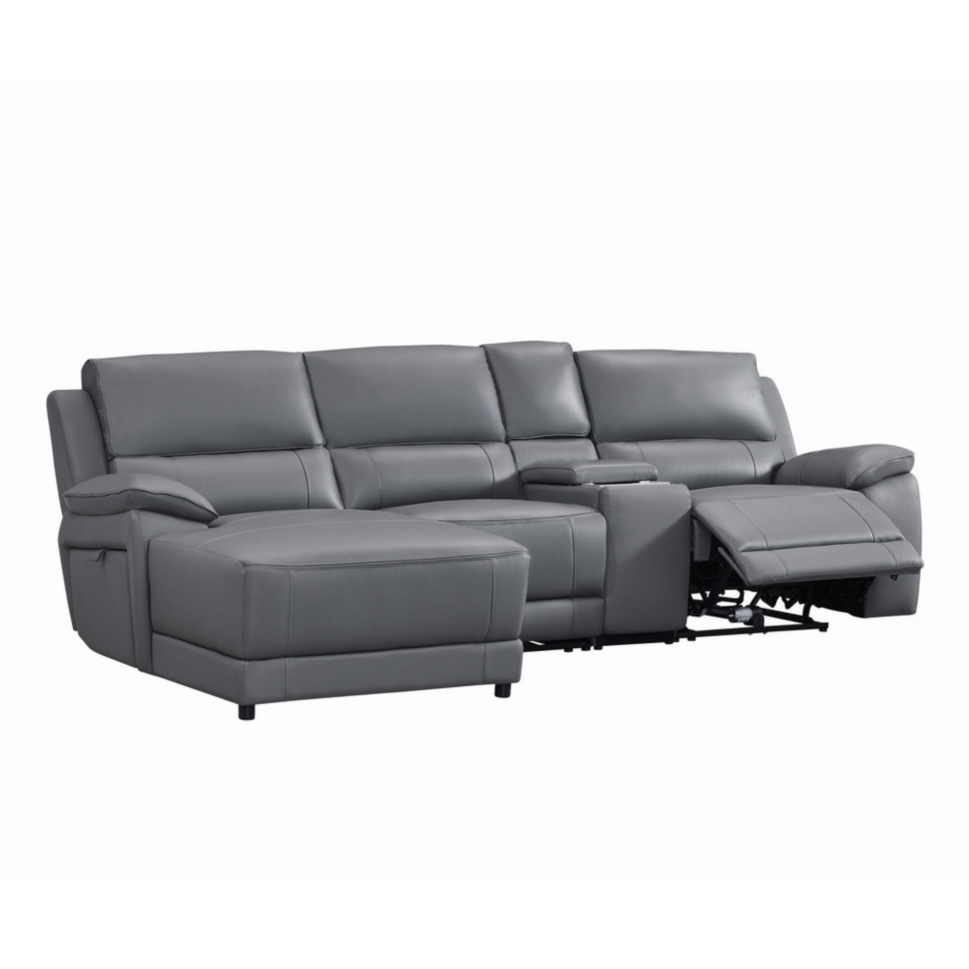 Gio Italia Hestino Leather Power Recliner Sectional with Chaise & Console-ComfortDesign
