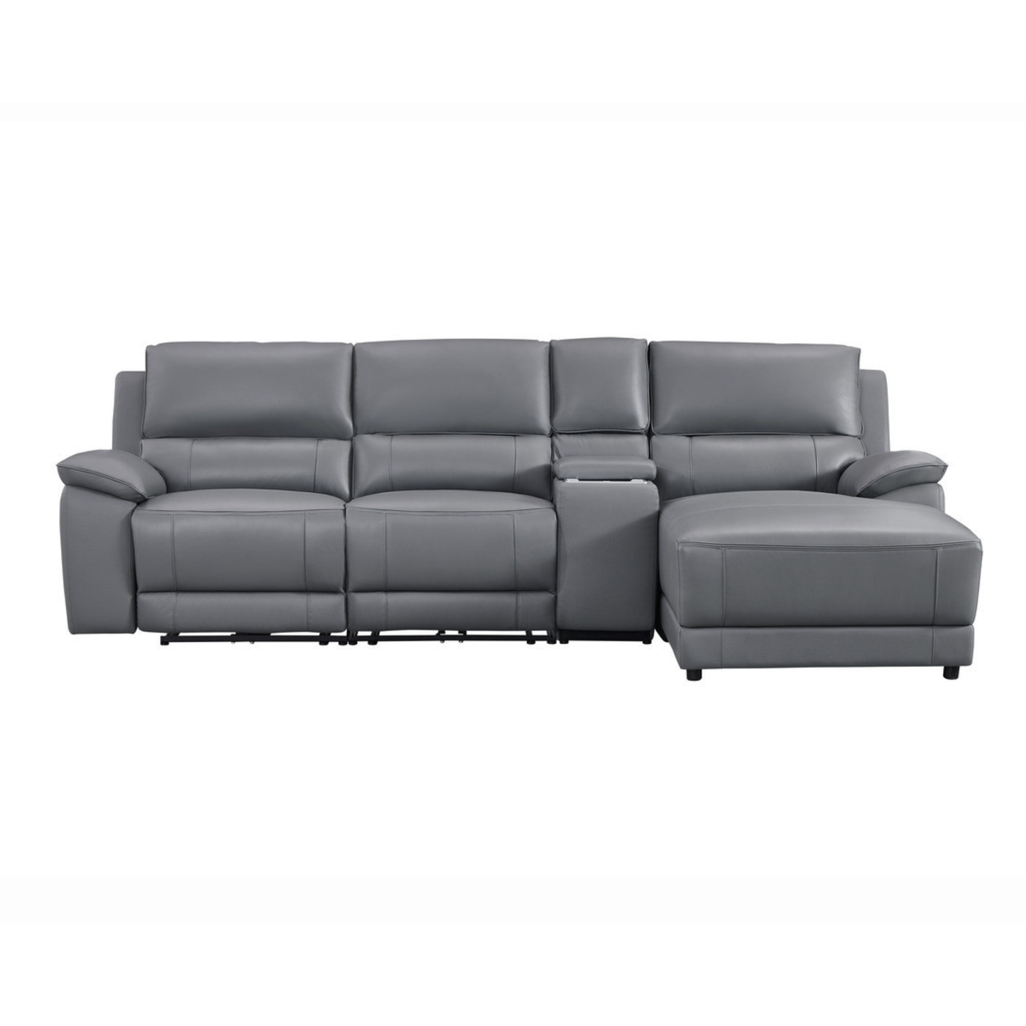Gio Italia Hestino Leather Power Recliner Sectional with Chaise & Console-ComfortDesign