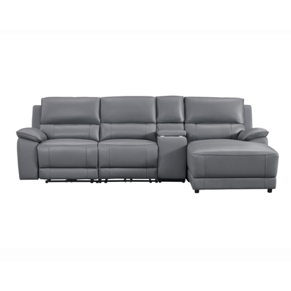 Gio Italia Hestino Leather Power Recliner Sectional with Chaise & Console-ComfortDesign