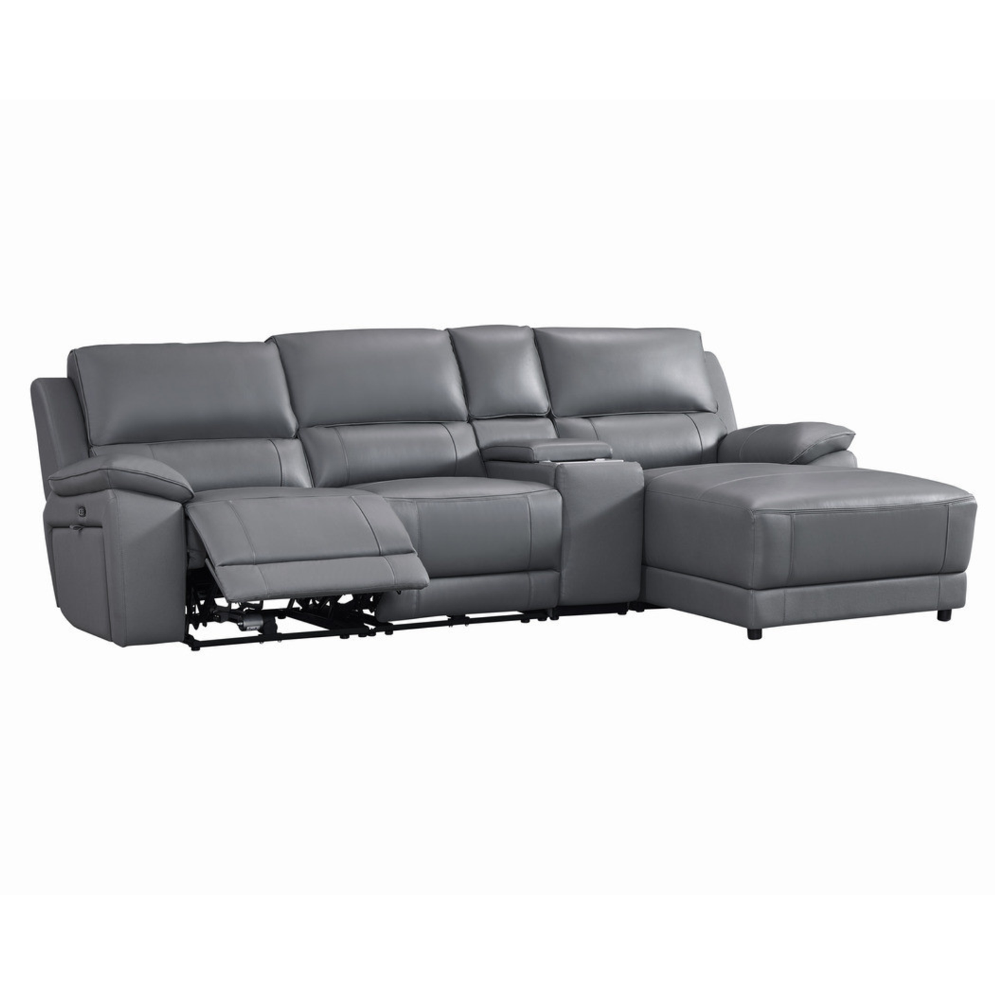 Gio Italia Hestino Leather Power Recliner Sectional with Chaise & Console-ComfortDesign