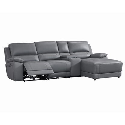 Gio Italia Hestino Leather Power Recliner Sectional with Chaise & Console-ComfortDesign