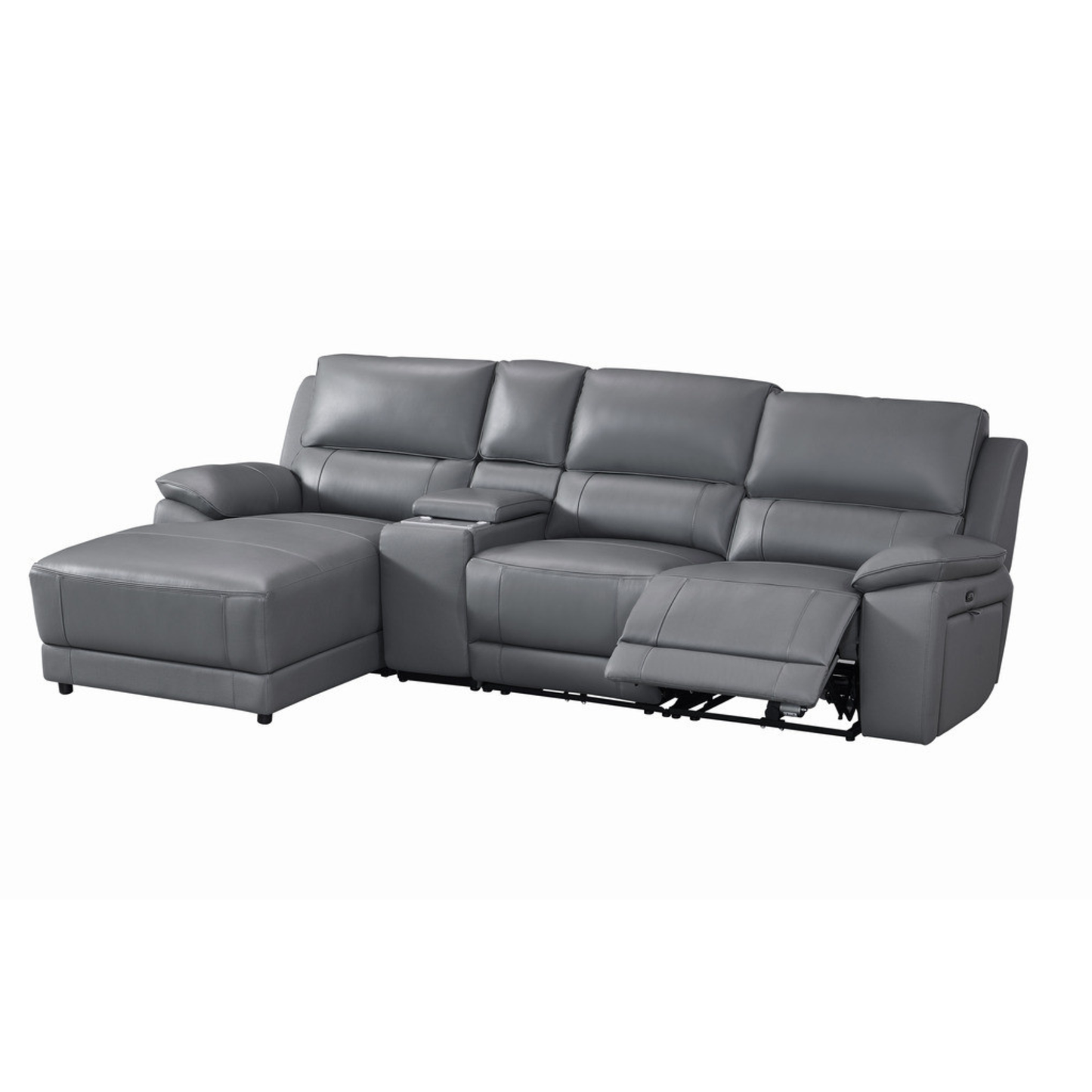 Gio Italia Hestino Leather Power Recliner Sectional with Chaise & Console-ComfortDesign