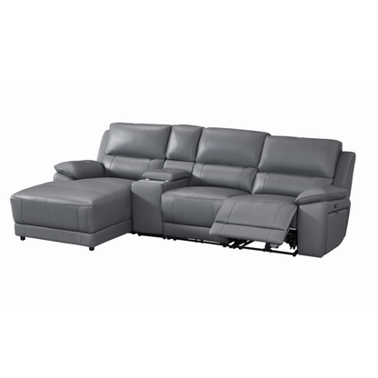 Gio Italia Hestino Leather Power Recliner Sectional with Chaise & Console-ComfortDesign
