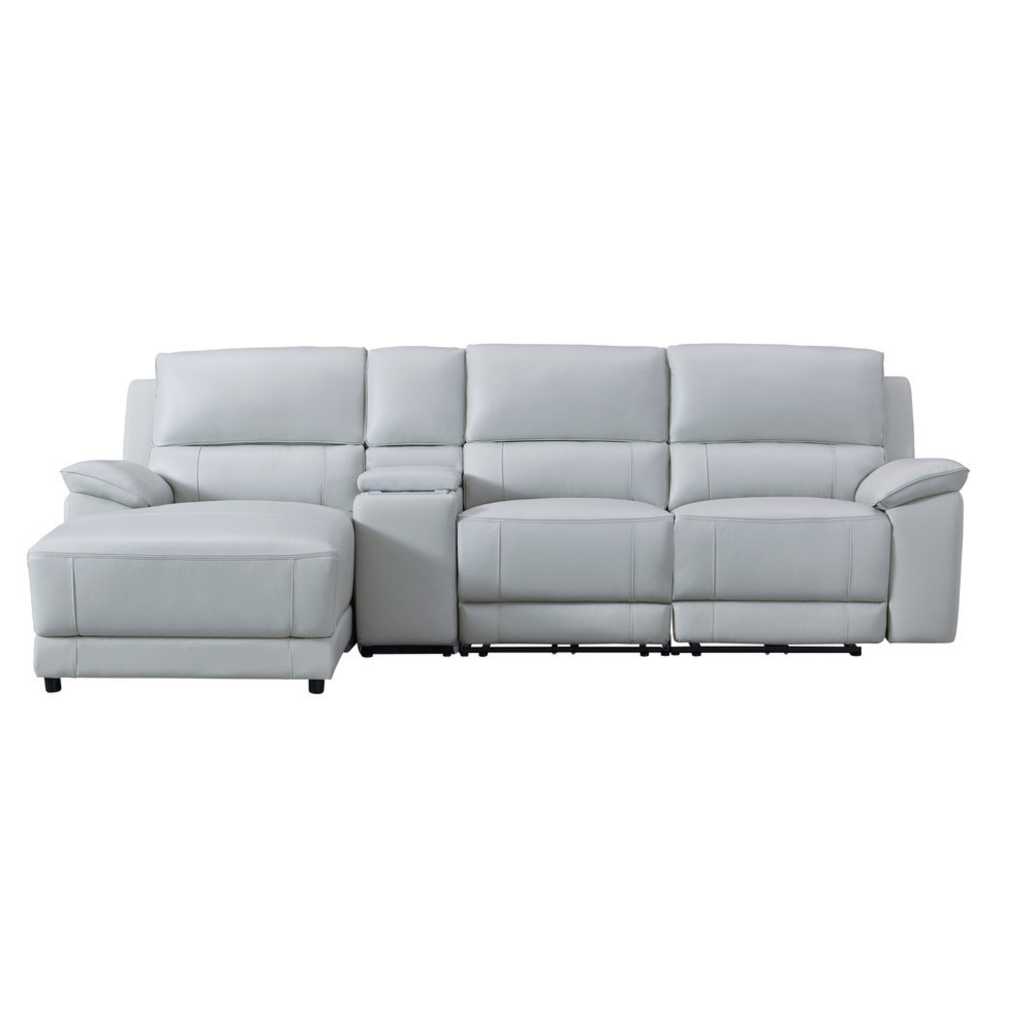 Gio Italia Hestino Leather Power Recliner Sectional with Chaise & Console-ComfortDesign