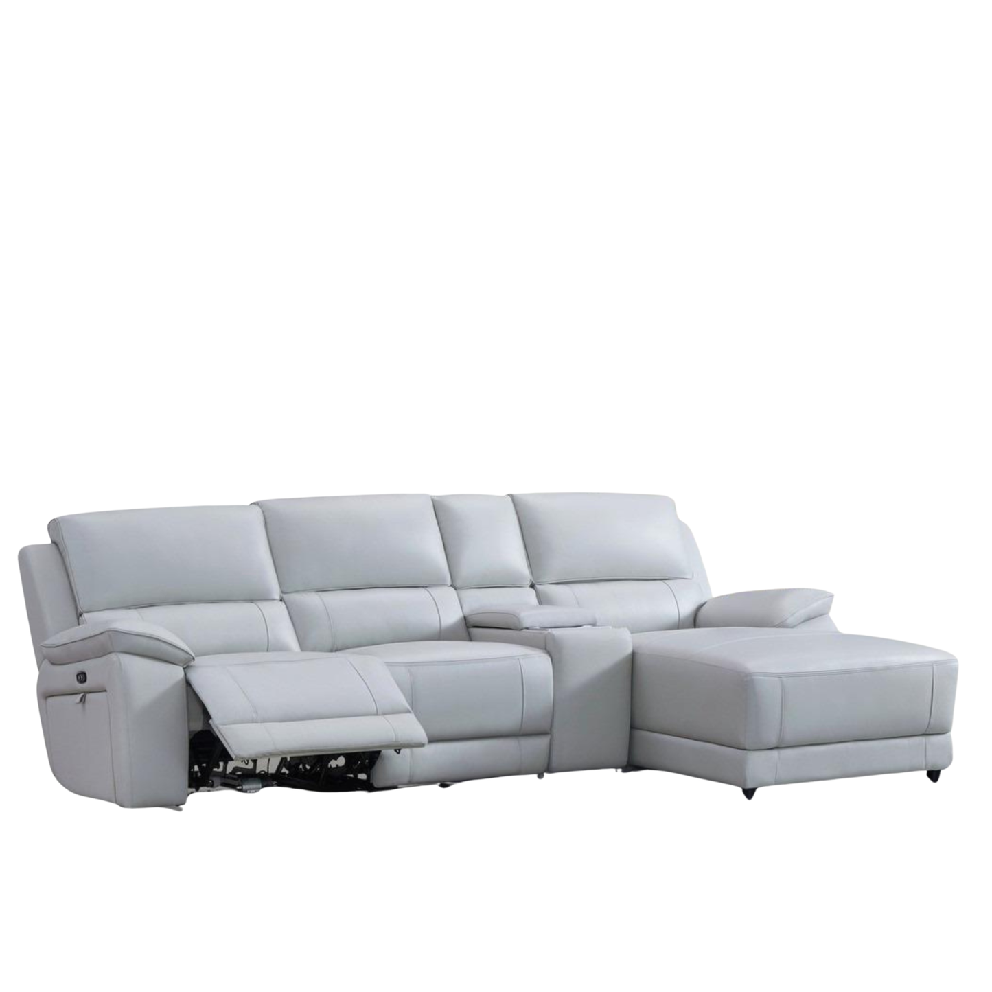 Gio Italia Hestino Leather Power Recliner Sectional with Chaise & Console