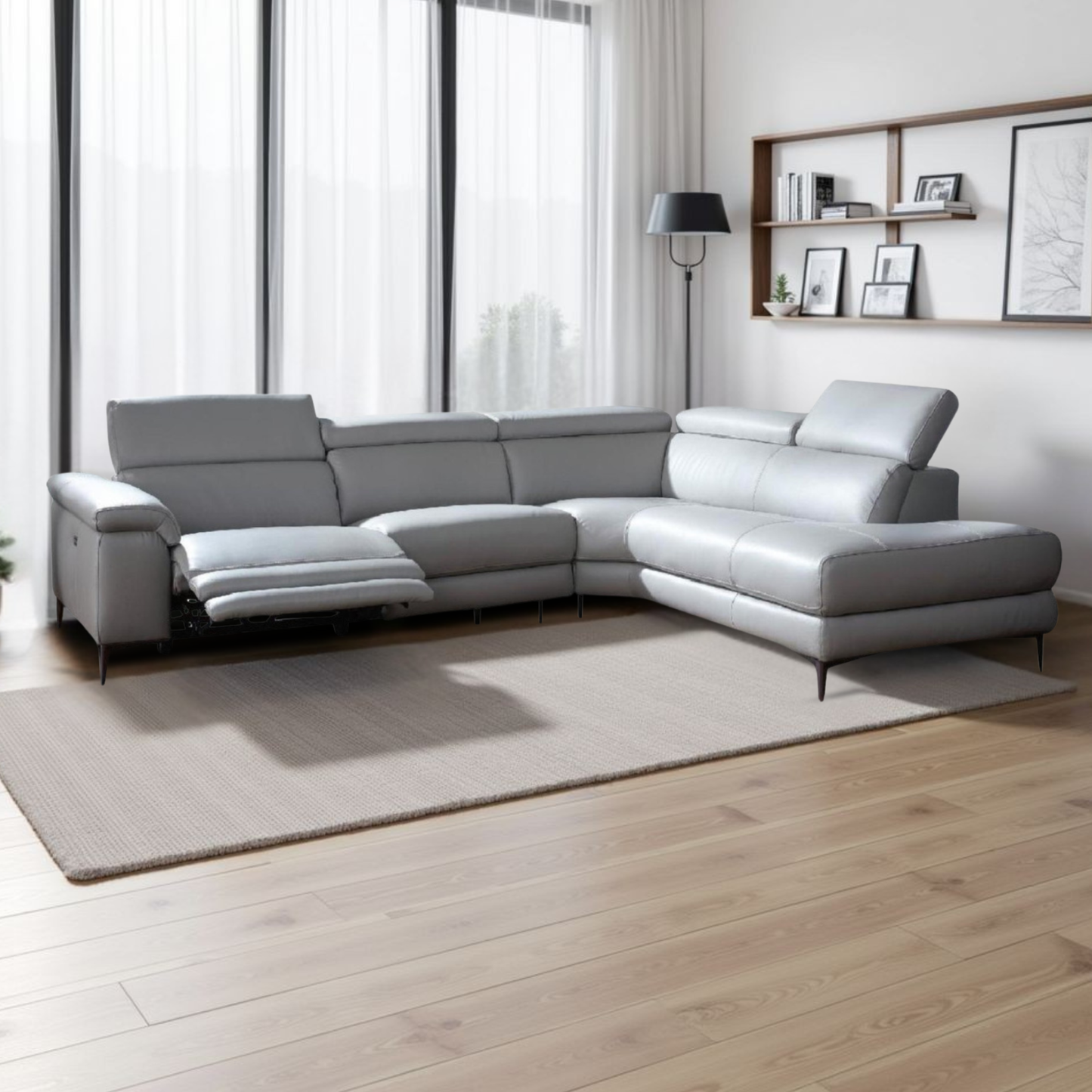 Gio Italia Armano L Shape Leather Power Reclining Sectional