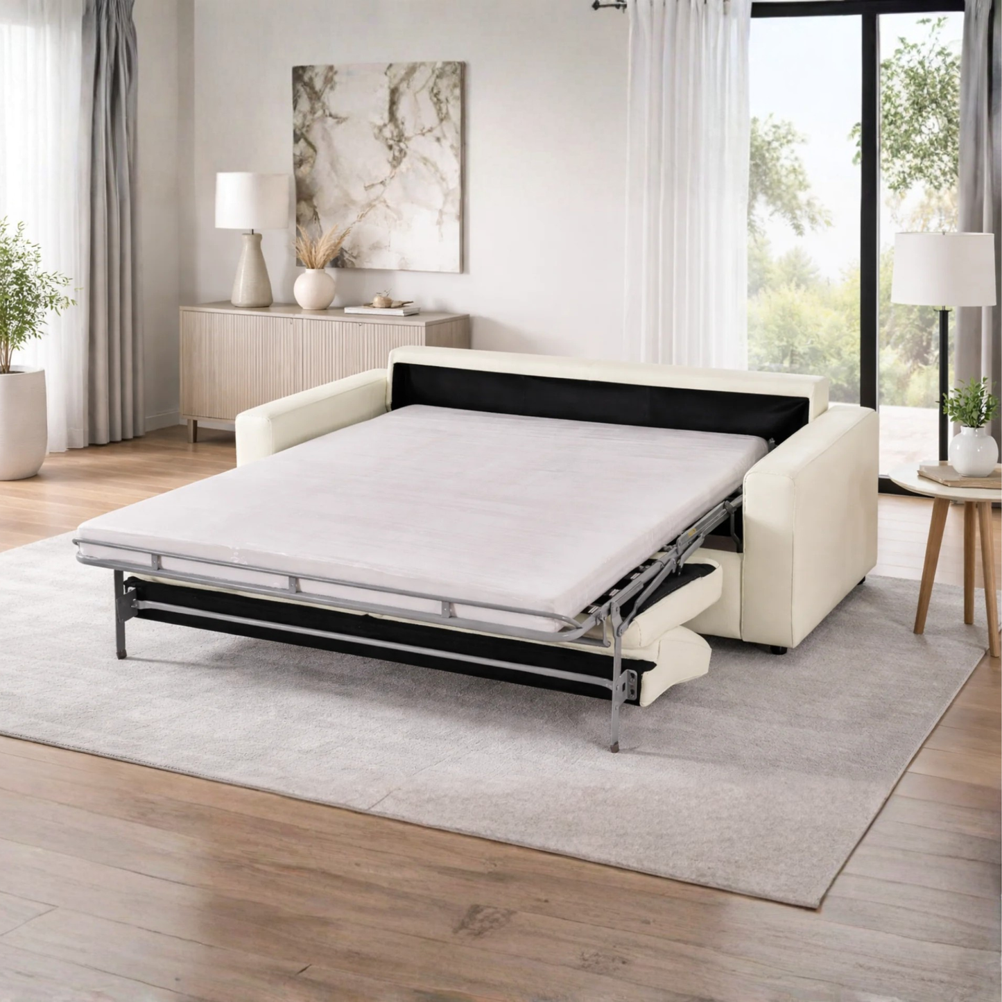 Gio Italia Jamie Fabric And Leather Queen Sleeper Sofas-comfortdesignfurniture