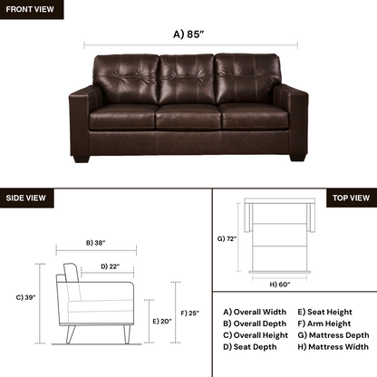 Gio Italia Salvatore Leather 3-Seater Queen Sleeper Sofa