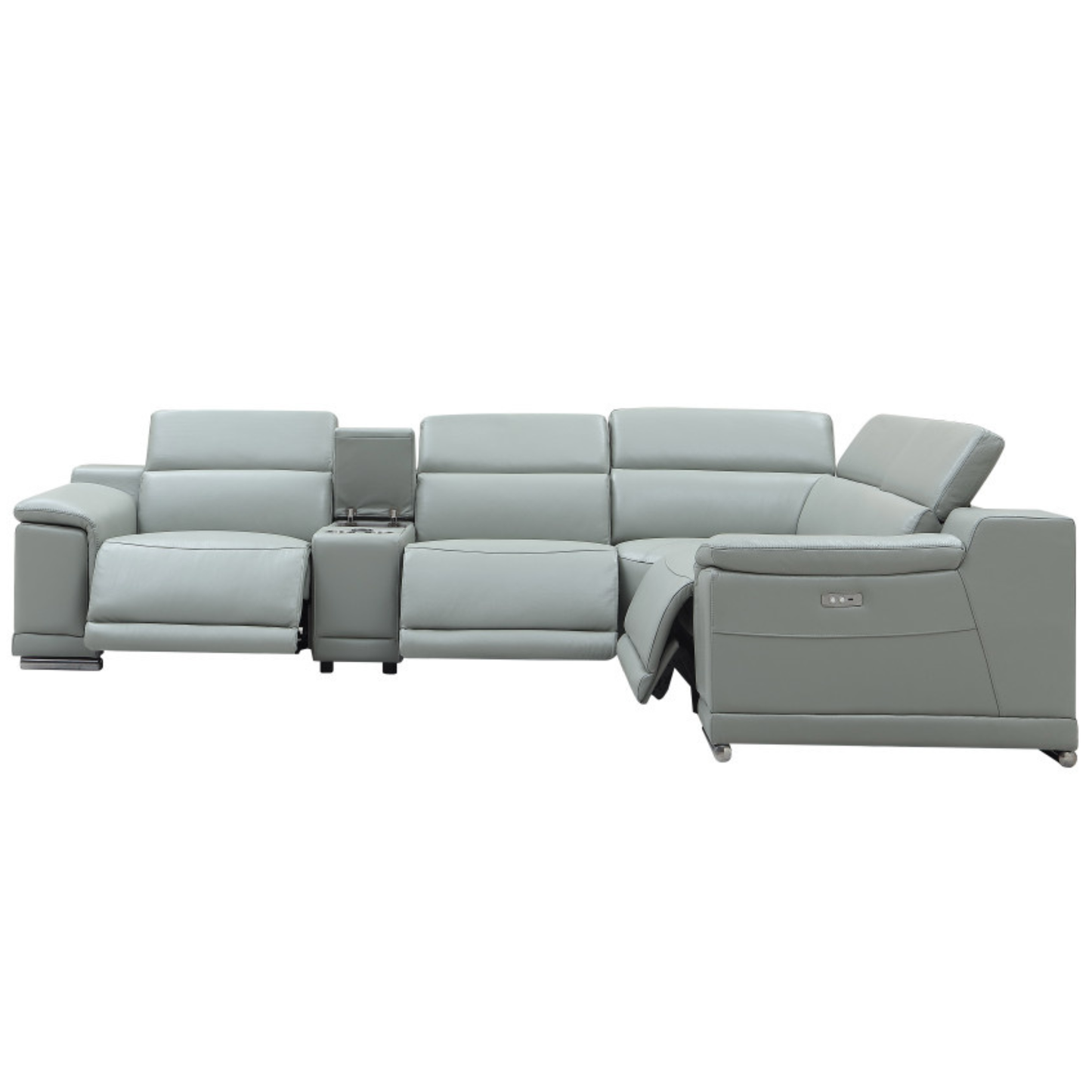 Gio Italia Haviano Leather Recliner Sectional Sofa with Console