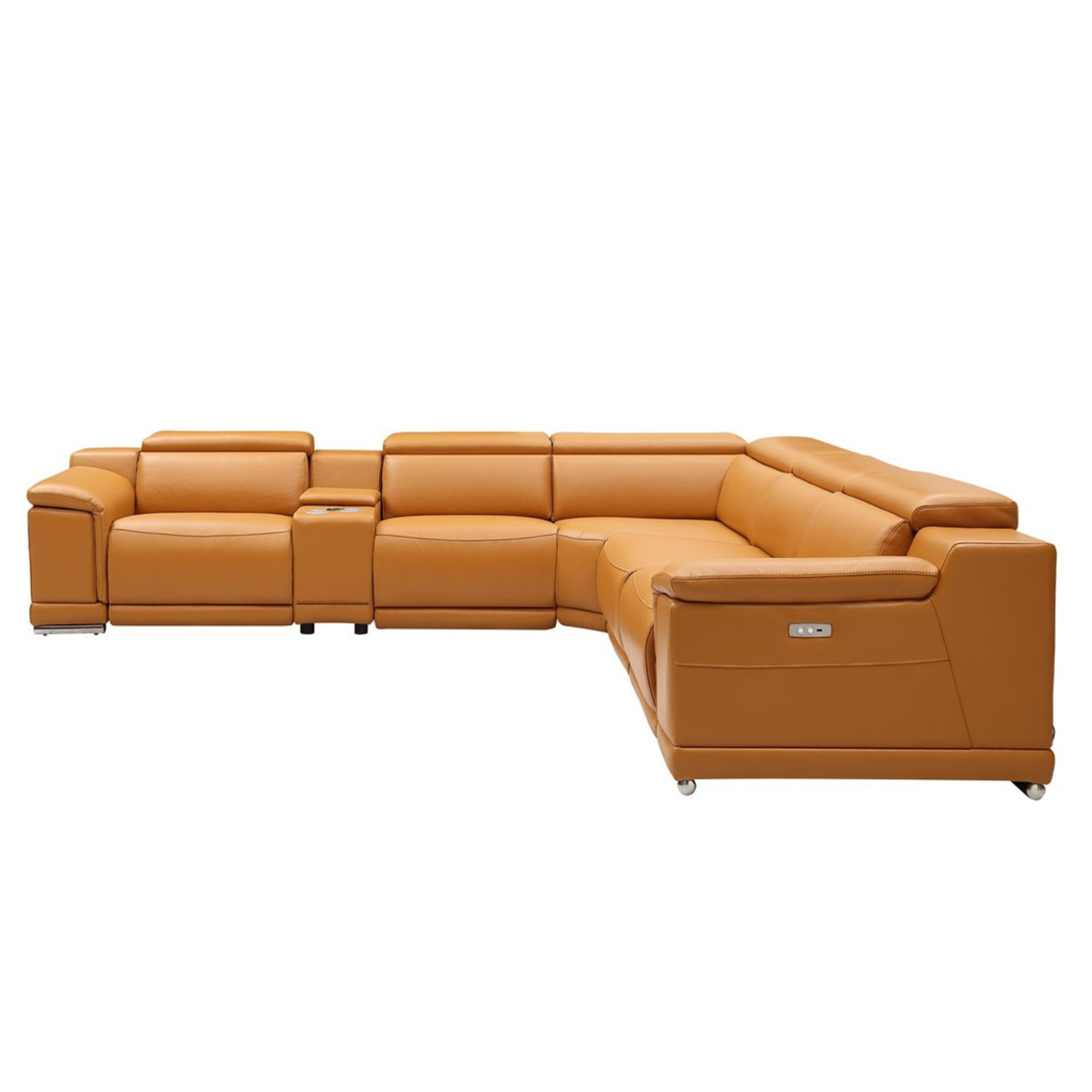 Gio Italia Haviano Leather Recliner Sectional Sofa with Console