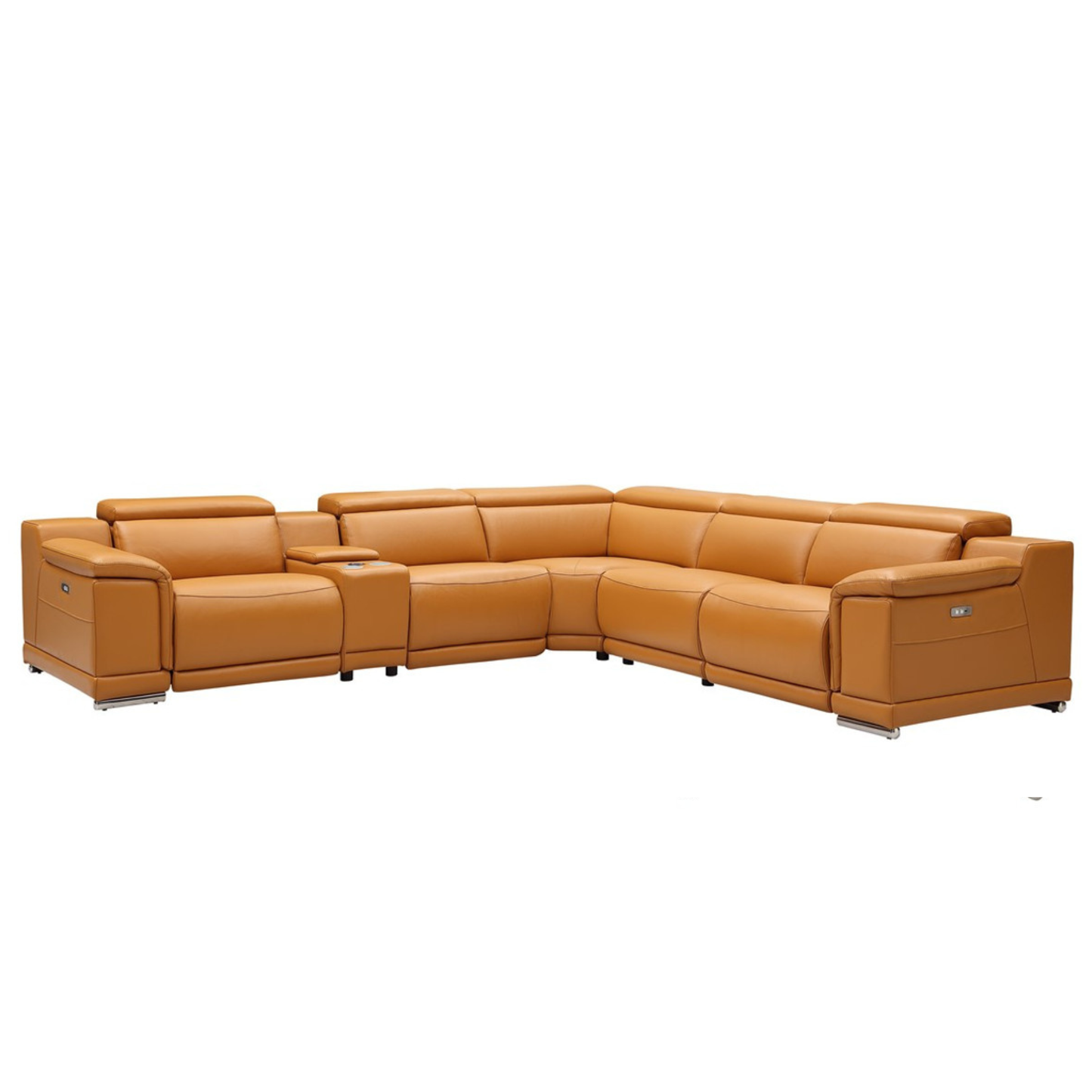 Gio Italia Haviano Leather Recliner Sectional Sofa with Console