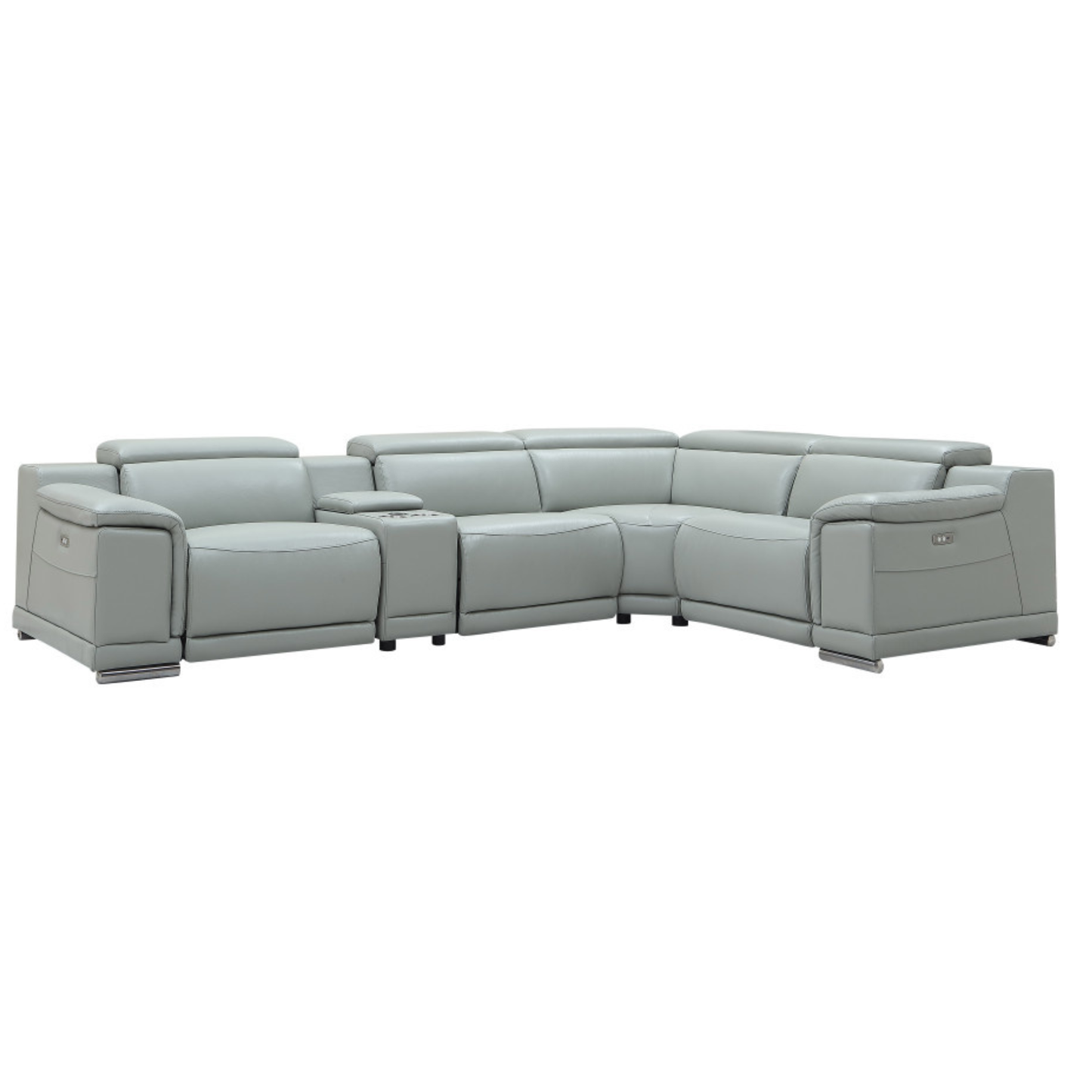 Gio Italia Haviano Leather Recliner Sectional Sofa with Console